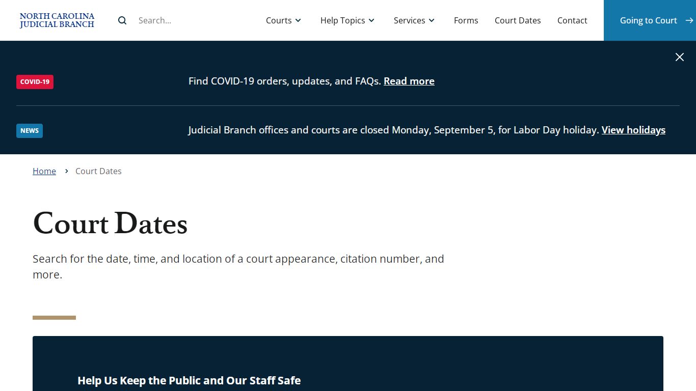 Court Dates | North Carolina Judicial Branch