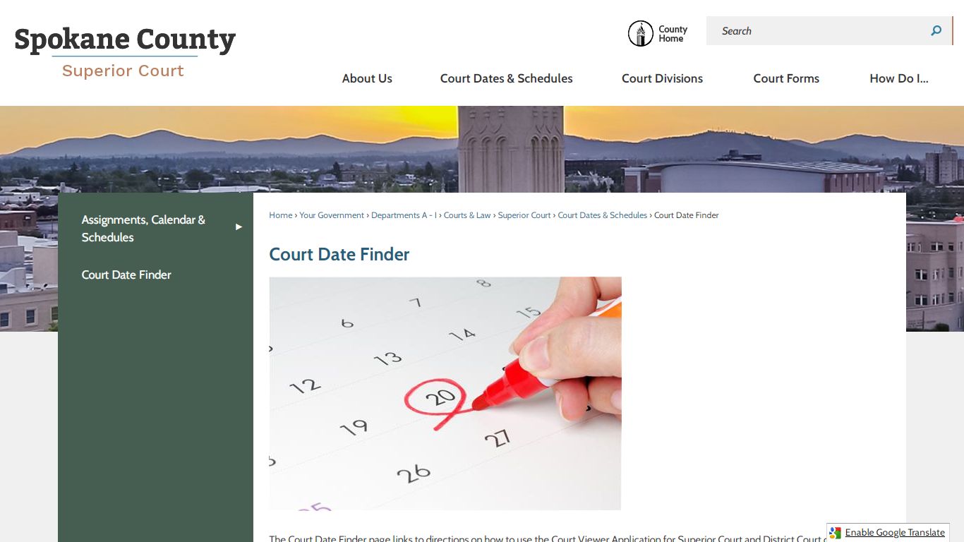 Court Date Finder | Spokane County, WA